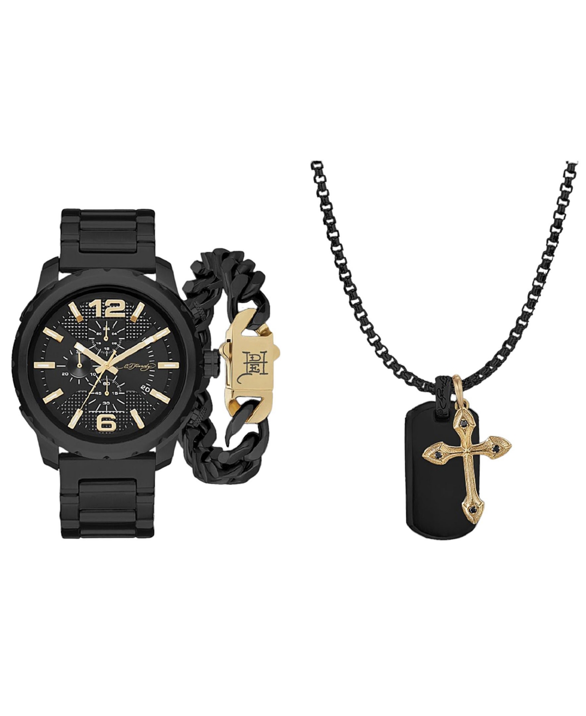 Men's Matte Black Metal Bracelet Watch 50mm Gift Set - Matte Black, Matte Black