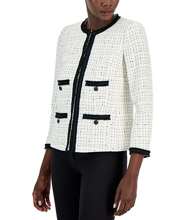 Anne klein discount tweed fringe jacket