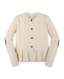 Hope Henry Girls' Long Sleeve Peplum Cable Cardigan Sweater, Kids
