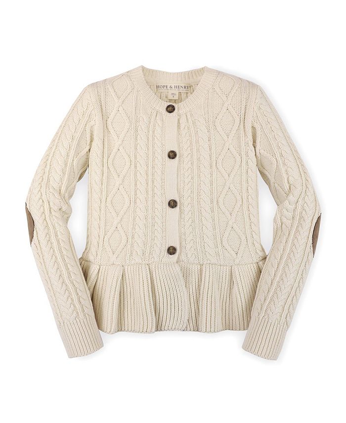 Hope & Henry Hope Henry Girls' Long Sleeve Peplum Cable Cardigan