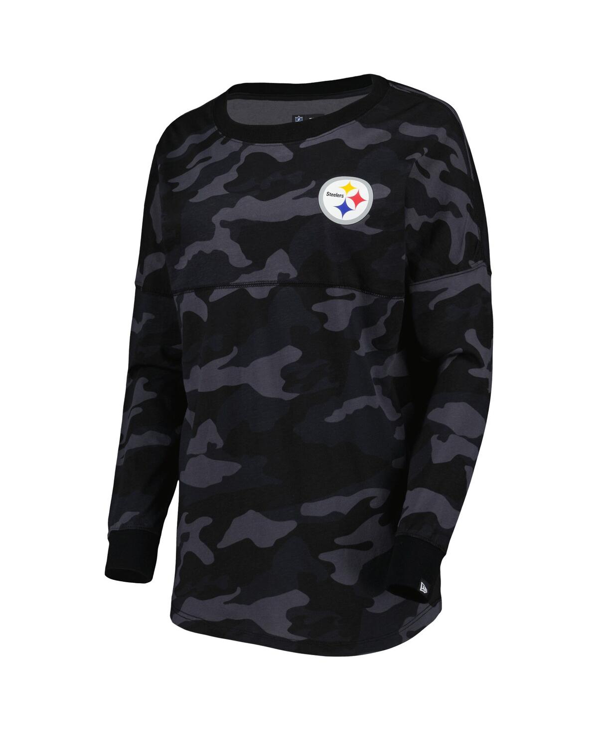 Shop New Era Women's  Black Pittsburgh Steelers Camo Long Sleeve T-shirt