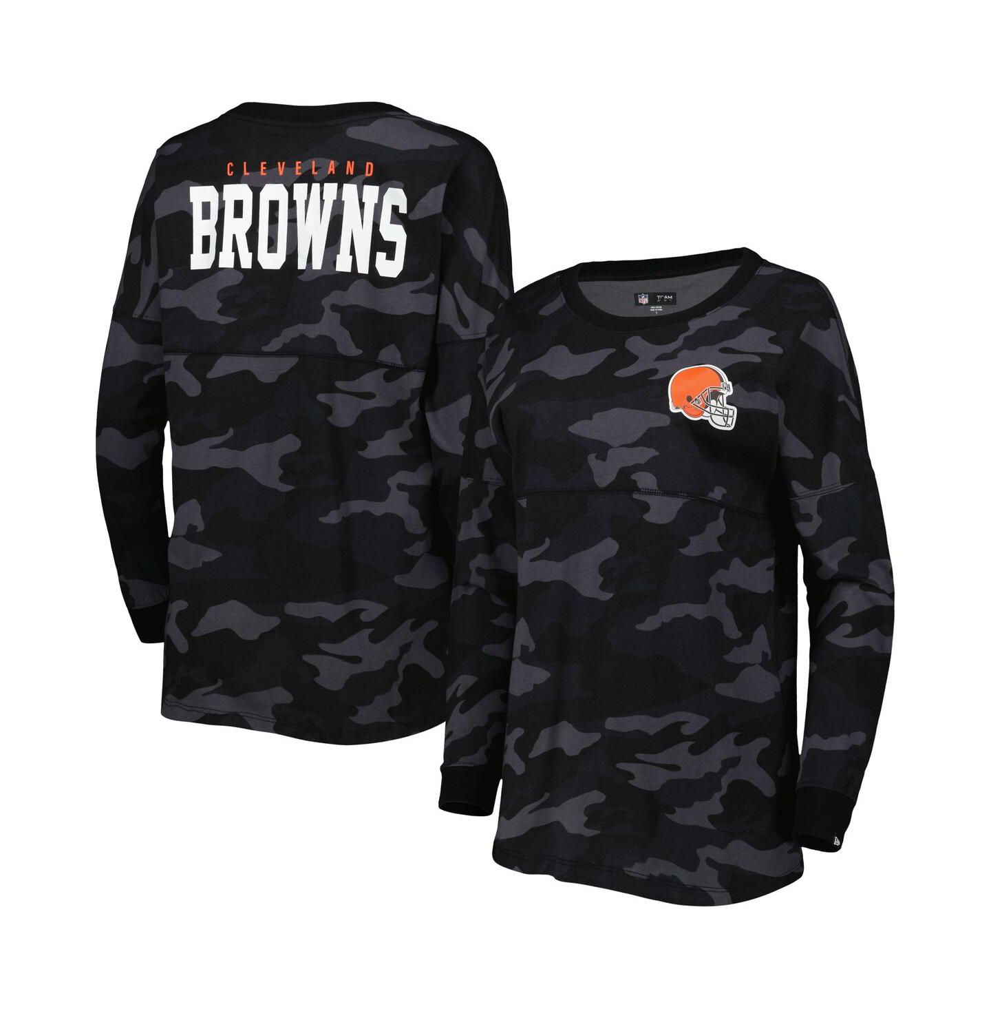 Женская футболка New Era Black Cleveland Browns Camo Long Sleeve — фото 5