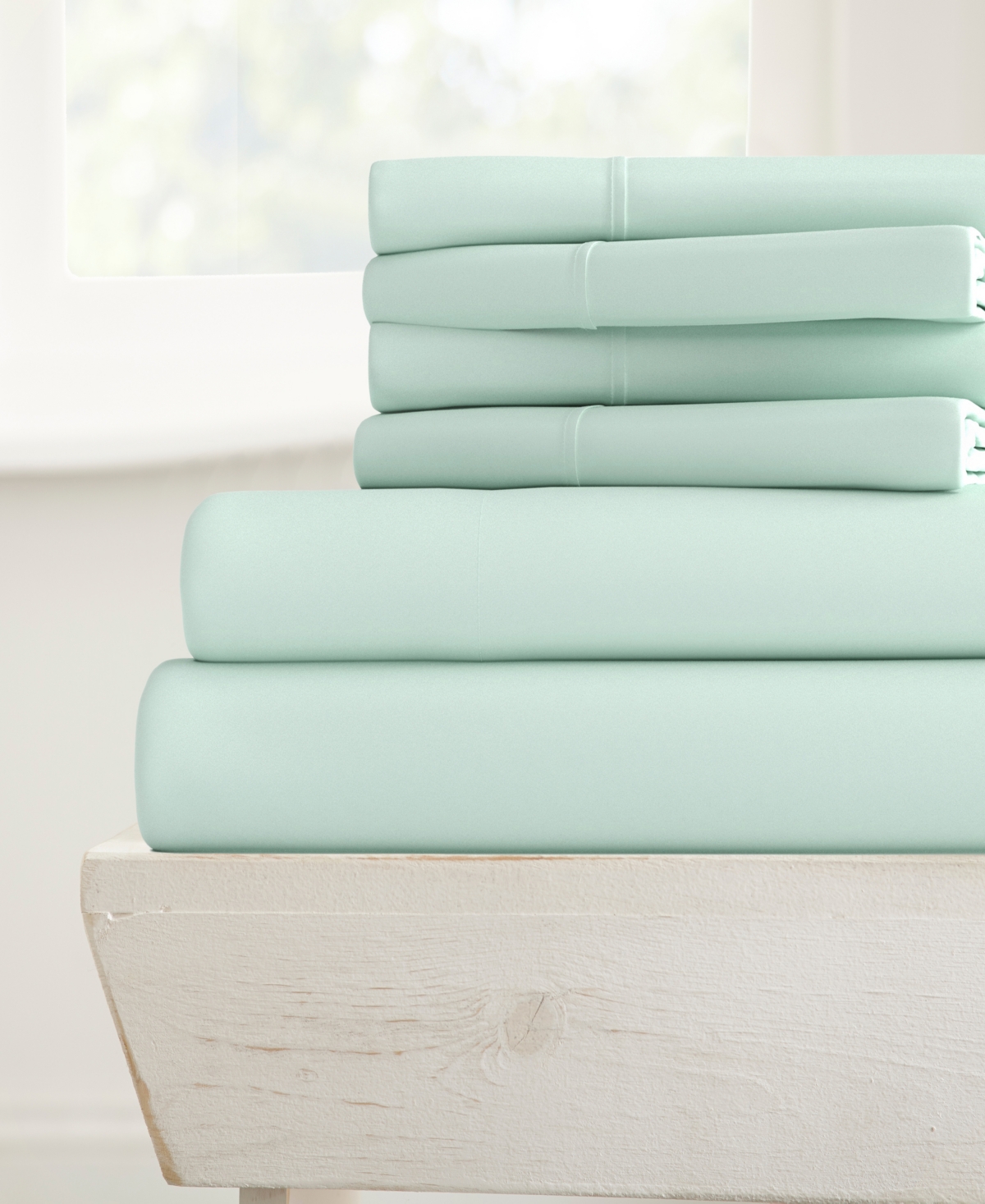 Ienjoy Home Solids In Style By The Home Collection 6 Piece Bed Sheet Set, Queen In Mint