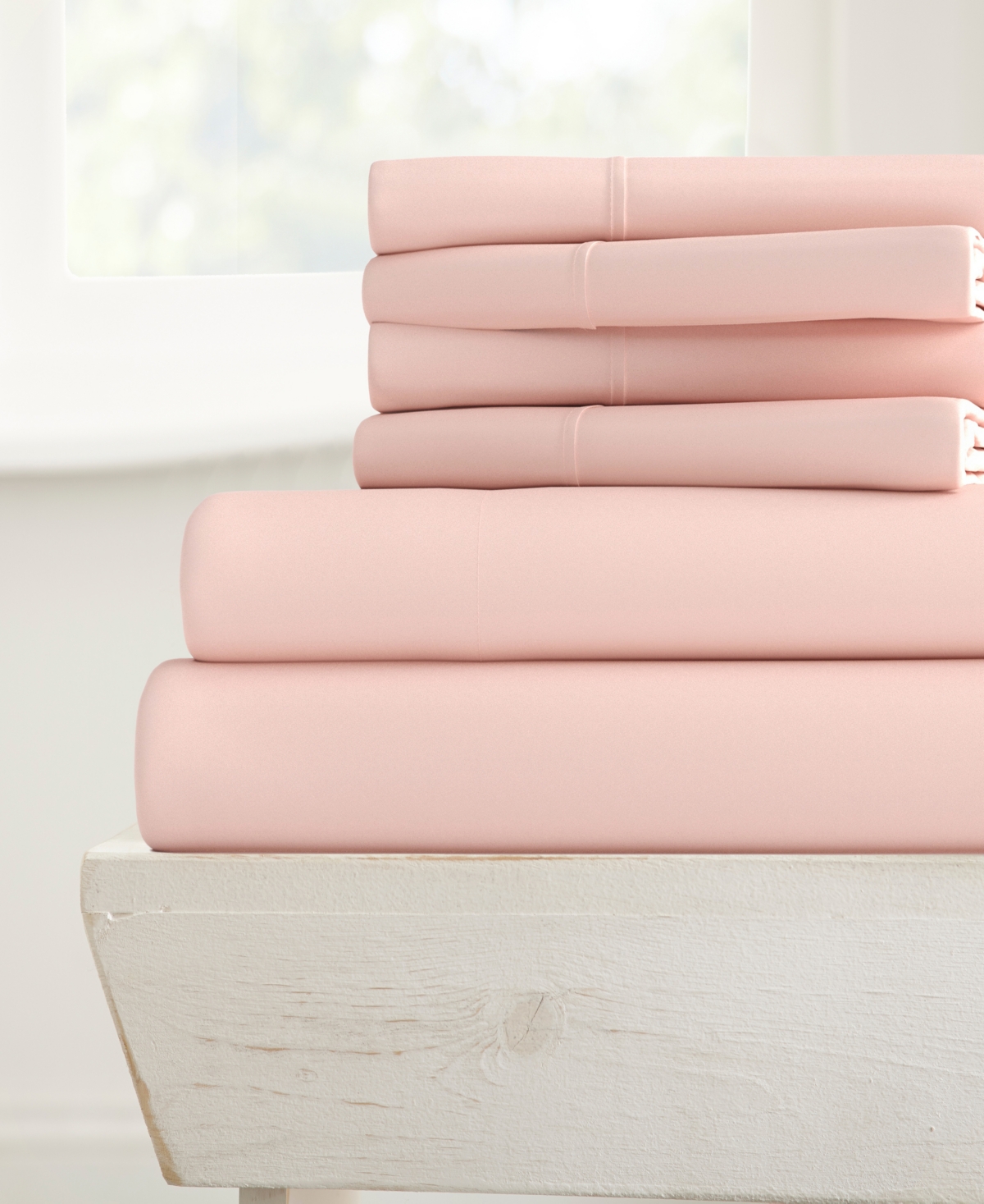Ienjoy Home Solids In Style By The Home Collection 6 Piece Bed Sheet Set, Queen Bedding In Blush