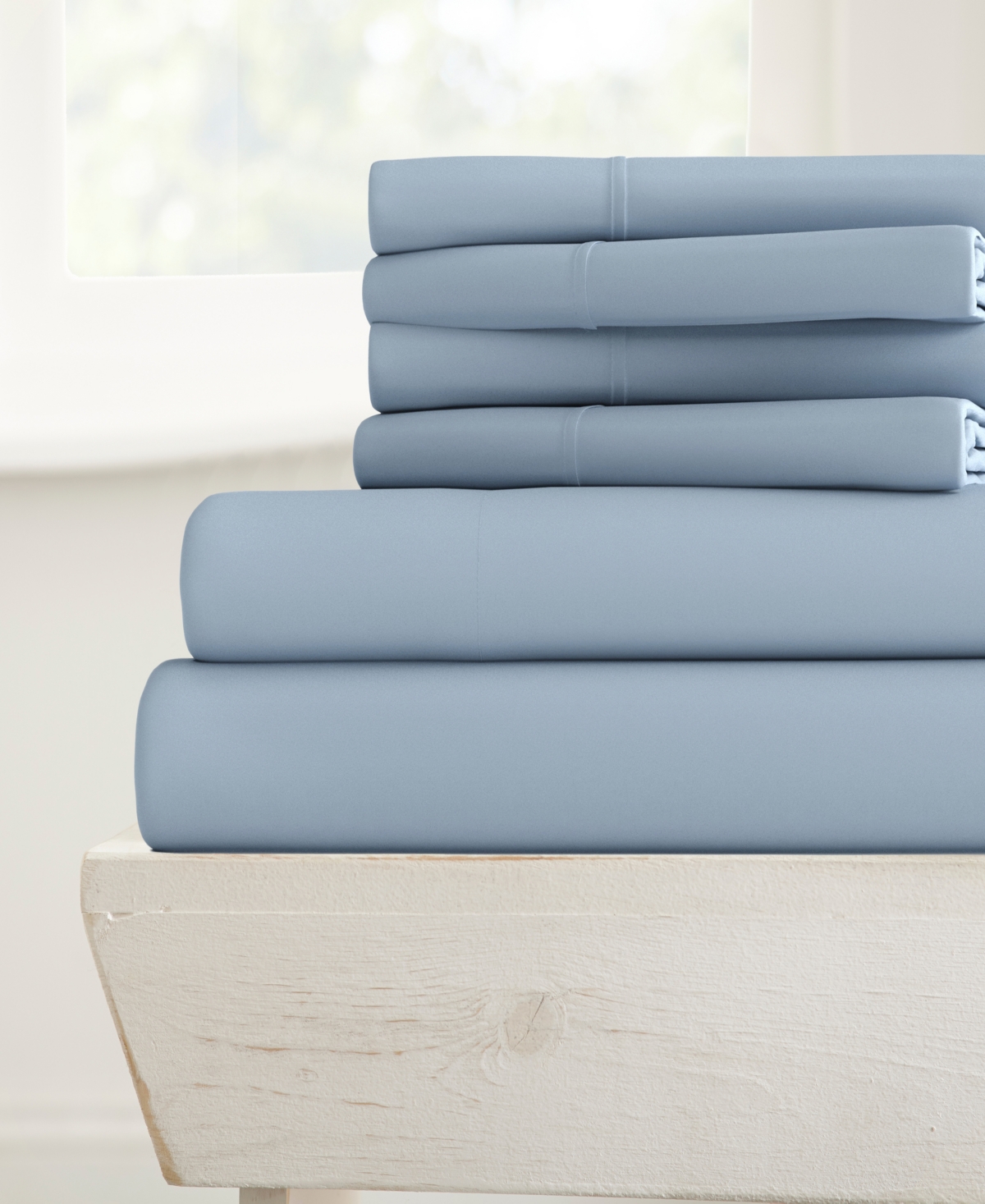Ienjoy Home Solids In Style By The Home Collection 6 Piece Bed Sheet Set, Queen In Light Blue