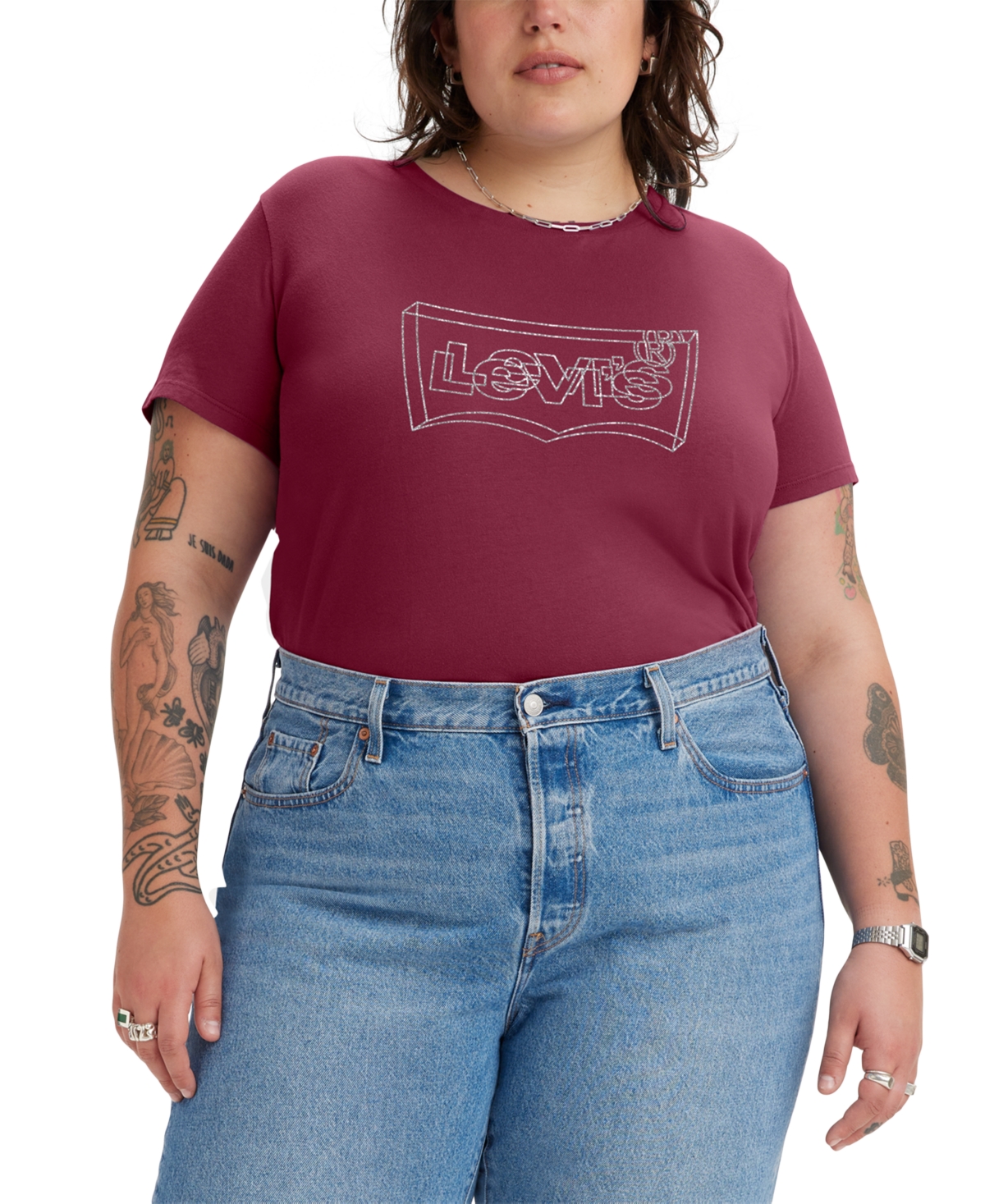 Levi's Trendy Plus Size Batwing Perfect Graphic Logo T-Shirt | Smart Closet