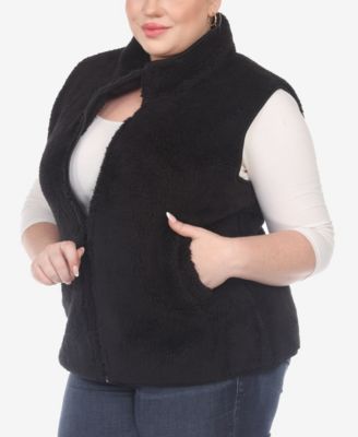 Plus Size Women's Zip Up Sherpa Vest Jacket
