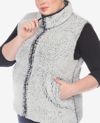 Plus Size Women's Zip Up Sherpa Vest Jacket