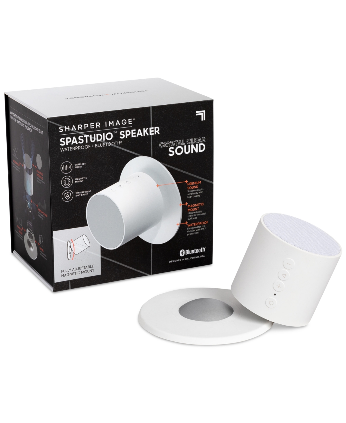 Sharper Image Spastudio Waterproof Bluetooth Speaker In White