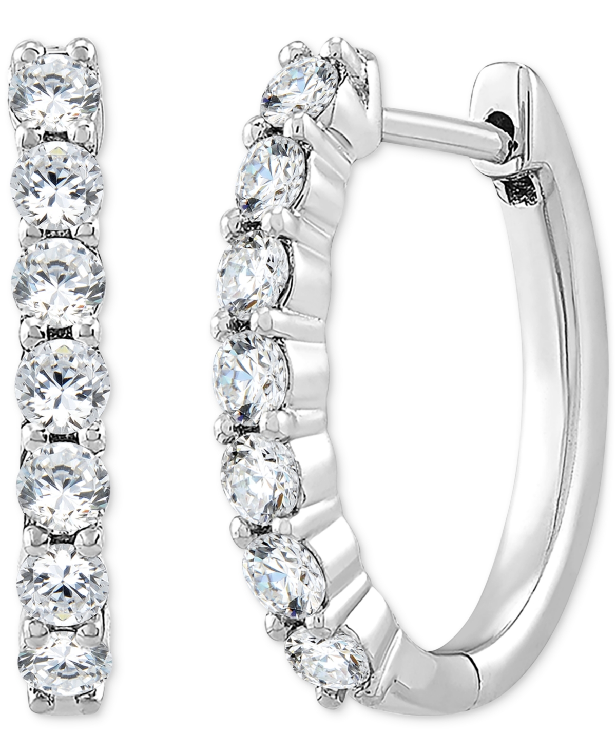 Lab-Created Diamond Small Hoop Earrings (5/8 ct. t.w.) in Sterling Silver - Sterling Silver