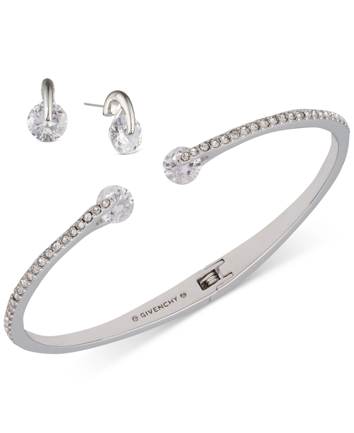 Украшения Givenchy 2-Pc. Color Floating Stone Crystal Cuff Bangle Bracelet and Matching Stud Earrings Set — фото 1