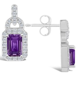Citrine (1 1/10 ct. t.w.) and Topaz (3/8 ct. t.w.) Halo Drop Earrings in Sterling Silver