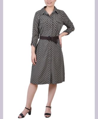 Petite 3/4 Roll Tab Sleeve Shirtdress