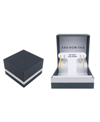 Duo Crystal and High Polished Earring Hoop, Set of 2