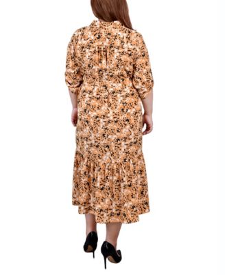 Plus Size Tiered Dress with Belt