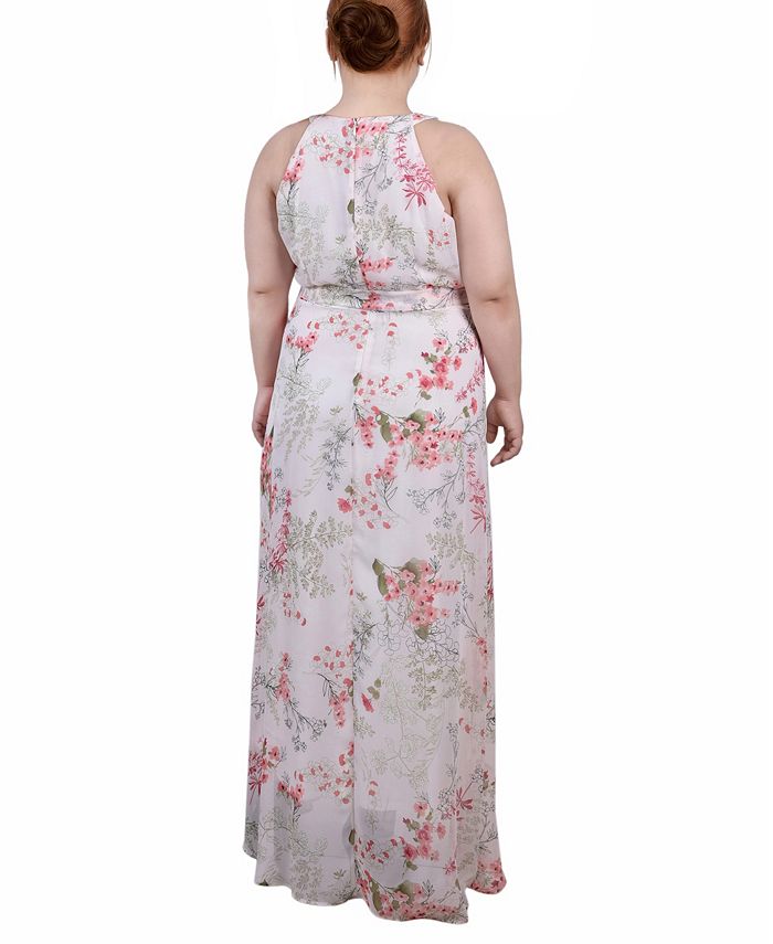 Ny Collection Plus Size Halter Front Chiffon Maxi Dress Macys 3356