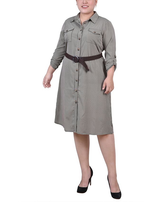 NY Collection Women's 3/4 Roll Tab Sleeve Shirtdress main image 0