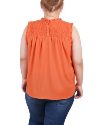 Plus Size Sleeveless Yoke Top with Ruffles