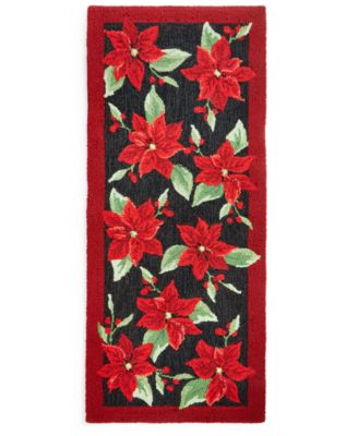 Martha Stewart Collection - Poinsettia Holiday Hooked 22" x 52" Runner Rug