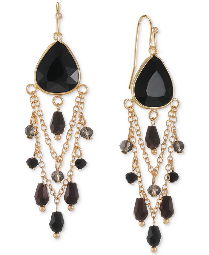 Style & Co Gold-Tone Stone & Bead Shaky Chandelier Earrings, Created ...
