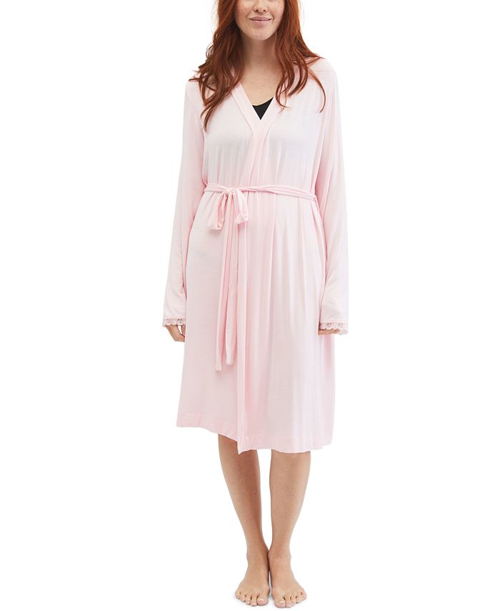 Shopymommy 18470 Lace Strappy Maternity & Nursing Nightgown With Robe