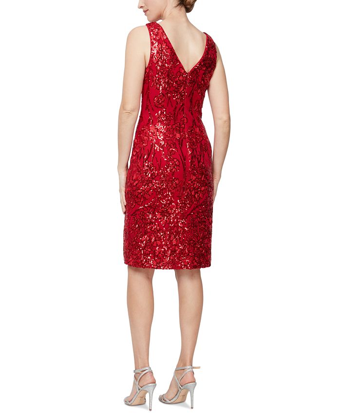 Alex & Eve Women's Floral-Sequin Sleeveless Slit-Front Dress - Macy's