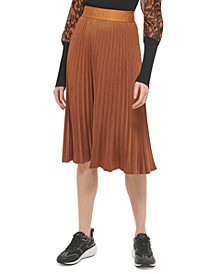 Women's Pleated Faux Suede Skirt
