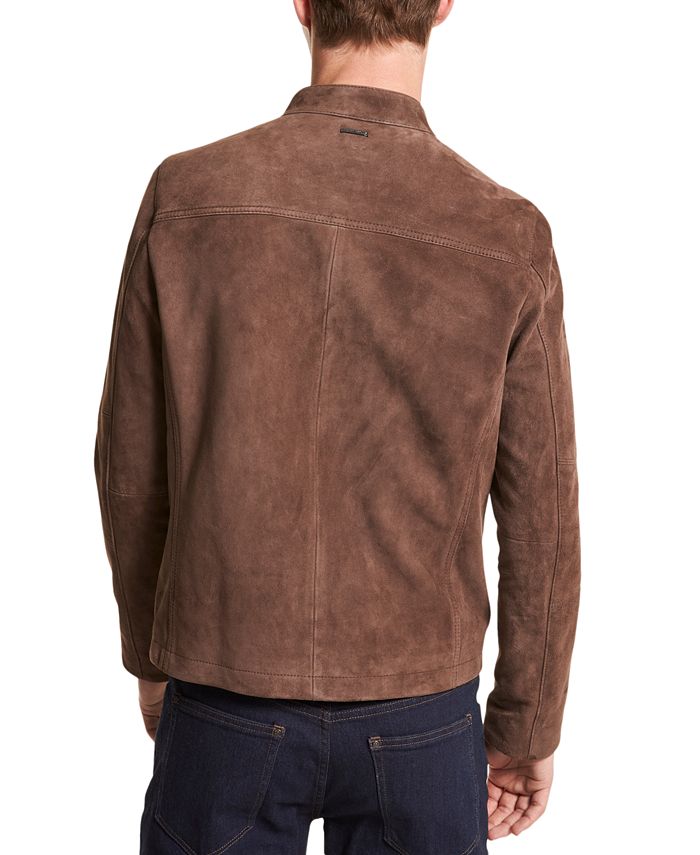 Michael Kors Men's Suede Racer Jacket, Created for Macy's & Reviews ...
