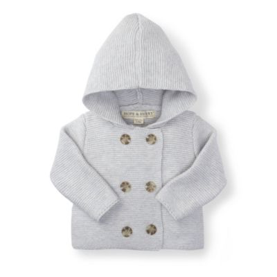Baby Long Sleeve Button Front Hooded Sweater