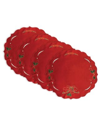 Holiday Nouveau Cutwork Round Placemats, Set of 4