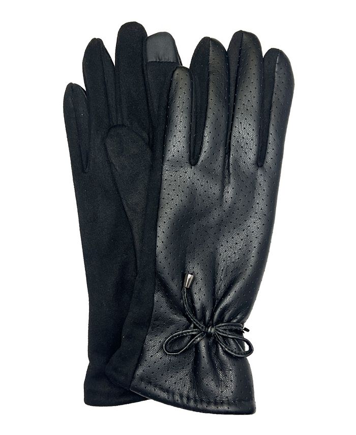 Marcus Adler Women's Bow Faux Leather Touchscreen Glove - Macy's