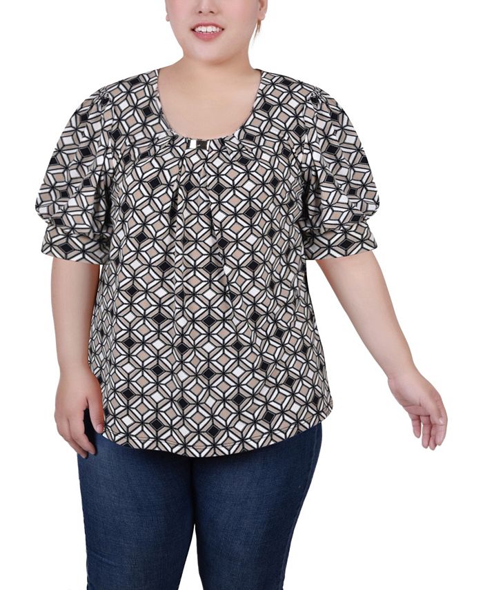 Blouse Femme Manches Ballon 3/4 Bicolore Rose - Taille M (8-10), Neuve Sans étiquette, Marque Handmade