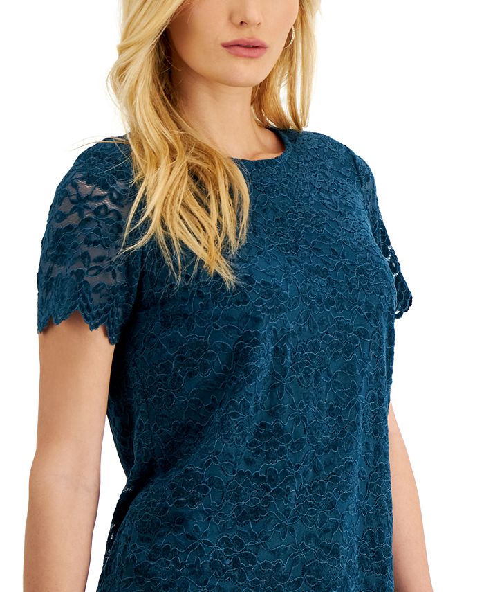 Tahari ASL Women's ShortSleeve Lace Crewneck Tee Macy's