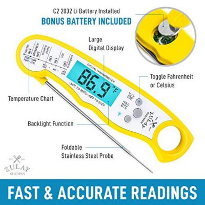 Instant Read Food Thermometer - Waterproof Digital Meat Thermometer