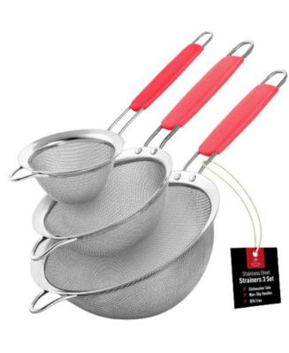 Premium Stainless Steel Fine Mesh Strainer Set - Strainers for Kitchen (Set of 3) with Non-slip Handles - Macy's