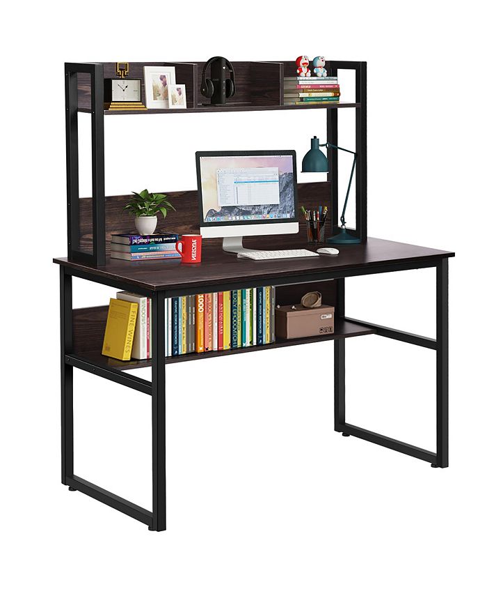 Costway Computer Desk with Hutch Bookshelf Storage Wrting Desk Macy's