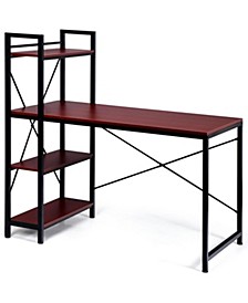 47.5'' Compact Computer Desk With 4-Tier Storage Bookshelves for Home Office