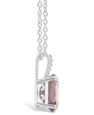Women's Rose Quartz (2-1/2 ct.t.w.) and Diamond Accent Pendant Necklace in Sterling Silver