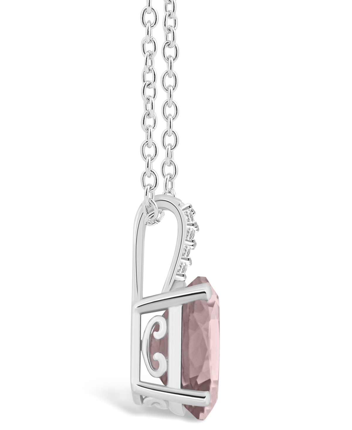 Macy's Women's(2-1/2 ct.t.w.) and Diamond Accent Pendant Necklace in Sterling Silver - Rose Quartz