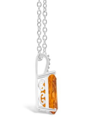 Women's Citrine (2-3/4 ct.t.w.) and Diamond Accent Pendant Necklace in Sterling Silver