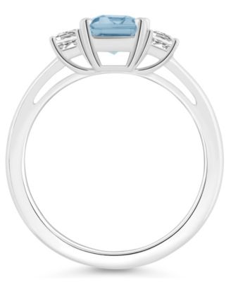 Women's Sky Blue Topaz (2 ct.t.w.) and White Topaz (3/4 ct.t.w.) 3-Stone Ring in Sterling Silver
