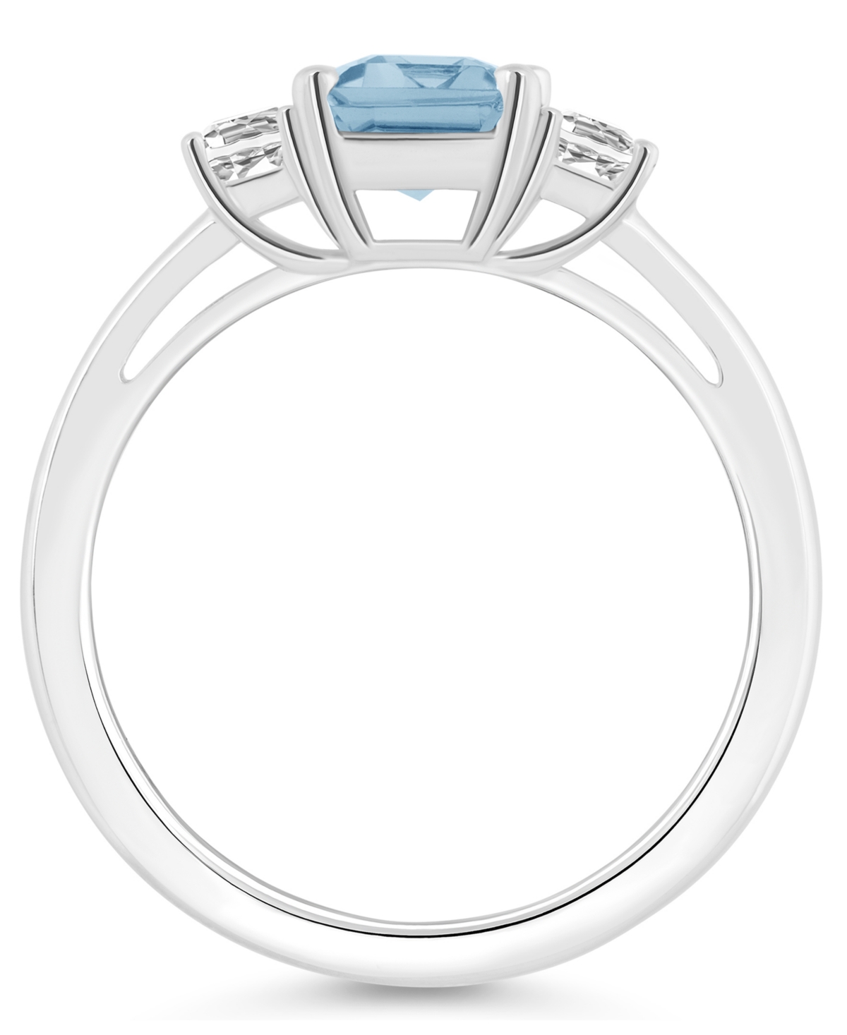 Macy's Women's(2 ct.t.w.) and White Topaz (3/4 ct.t.w.) 3-Stone Ring in Sterling Silver - Sky Blue Topaz