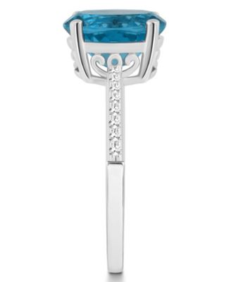 Women's London Blue Topaz (3-3/5 ct.t.w.) and Diamond (1/10 ct.t.w.) Ring in Sterling Silver