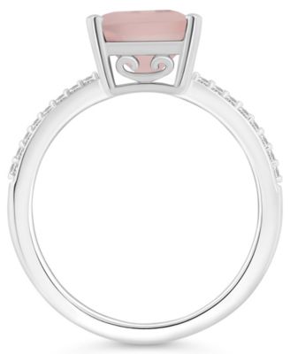Women's Rose Quartz (3-1/6 ct.t.w.) and Diamond (1/10 ct.t.w.) Ring in Sterling Silver