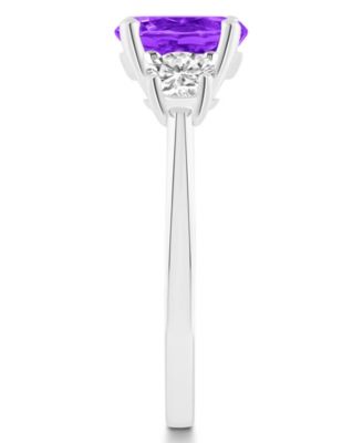 Women's Amethyst (1-3/4 ct.t.w.) and White Topaz (2/3 ct.t.w.) 3-Stone Ring in Sterling Silver