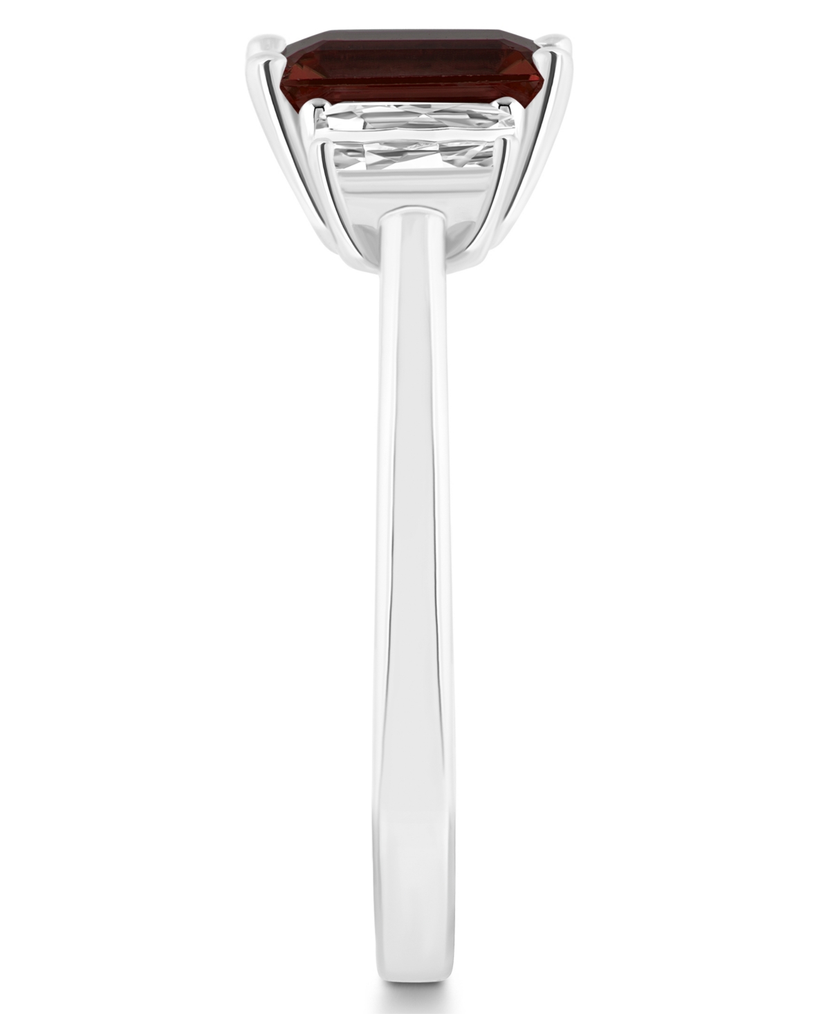 Macy's Women's(1-9/10 ct.t.w.) and White Topaz (3/4 ct.t.w.) 3-Stone Ring in Sterling Silver - Garnet