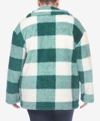 Plus Size Plaid Shacket Jacket