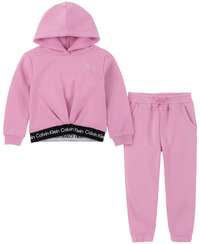 Calvin Klein Little Girls Fleece Logo-Waist Hoodie Sweatsuit Set, 2 Piece &  Reviews - Sets & Outfits - Kids - Macy's