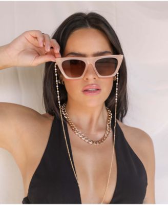 Women's 18k Gold Plated Dainty Imitation Pearl and Gold Glasses Chain