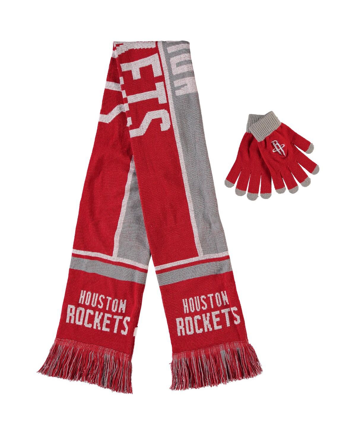Men's and Women's Houston Rockets Hol Gloves and Scarf Set - Red, Gray